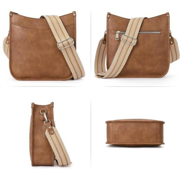 Vegan Leather Crossbody Bag Set Hobo Purse with Adjustable Guitar Strap - Picture 6 of 7